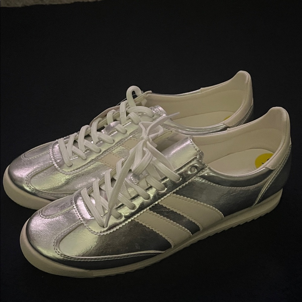 Women's Silver and White Madden Girl Sneakers Size 9